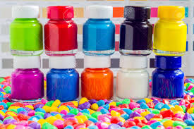 Bottles Color On Multicolored Small Stone With Background Color