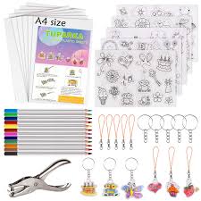Shop now for this fun clay charms art jewelry craft kit from klutz. Tuparka 60 Pcs Heat Shrink Plastic Sheet Kit Shrink Sheets Creative Pack Including 10pcs Blank Shrink Film Paper And 5 Pcs Shrink Art Paper With Pattern Hole Punch Keychains Pencils For Kids Buy Online In Antigua