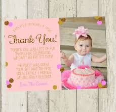 First Birthday Thank You Card Pink Gold Glitter Thank You Etsy Birthday Thank You Cards Birthday Thank You Birthday Gifts For Kids