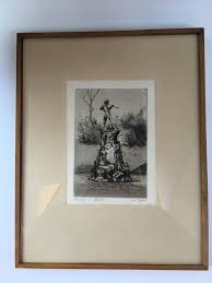 Circa 1950s Peter Pan Etching Signed Cecil Forbes Etsy Cecil Bronze Statue Etching