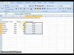 00001 production per hour calculation using microsoft excel