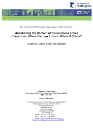 Pdf Questioning The Domain Of The Business Ethics Curriculum Where The Law Ends Or Where It Starts