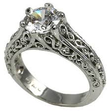 14k Gold Antique Filigree Peek A Boo Solitaire Cz Cubic Zirconia Ring Shipping Antique Style Engagement Rings Filigree Wedding Ring Vintage Engagement Rings