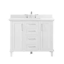 Browse a large selection of bathroom vanity designs, including single and double vanity options in a wide range of sizes, finishes and styles. Ove Decors Alma 42 Inch Single Sink Vanity In White With White Marble Top And Basin The Home Depot Canada