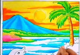 Rasanya gambar tersebut sudah menjadi gambar yang pernah kita semua gambar ketika kecil. Gambar Pemandangan Gunung Dan Sawah Yang Sudah Diwarnai Gambar Untuk Status Wa