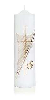 Die Hochzeitskerze Nr 6 In Gold Ist Mit Ringen Und Kreuz Verziert Die Kerze Aus Dem Hause Wiedemann Hat Eine Abmessung Hochzeitskerze Kerze Hochzeit Kerzen