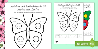 Wenn ihr kind das ganze motiv auf der kostenlosen vorlage mit den. Addition Und Subtraktion Bis 20 Malen Nach Zahlen