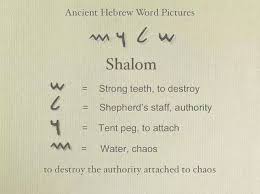 Shalom Peace In Hebrew Actually Means To Destroy The Authority Attached To Chaos When The Messiah Returns To Do Hebrew Words Ancient Hebrew Learn Hebrew