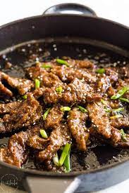 Shallots and red wine are the secret to the success in preparing beef eyeof round steak. Mongolian Beef Noshtastic