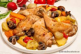 Iata o reteta simpla si o varianta completa a unui pranz sau poate o cina cat se poate de delicioasa! Pulpe De Pui Cu Legume La Cuptor Diva In Bucatarie