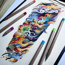 Finalizado Com Influencias New School Tattoo Tatuagem Tattoosketch Newschooltattoo Orientalt New School Tattoo Japanese Tattoo Art Japanese Sleeve Tattoos
