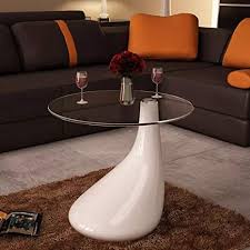 The design is novel, the appearance is simple, and the clean glass surface is very convenient to use, suitable for home use. Amazon Com Coffee Tables Round Glass Top Center Table Sofa Side Table For Living Room Cocktail Table White High Gloss 16 5 X 21 7 By Estahome Home Kitchen