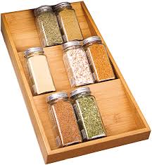 Amazon Com Seville Classics 3 Tier Bamboo Spice Rack Cabinet Drawer Tray Organizer Home Kitchen In 2020 Bamboo Spice Rack Tray Organization Drawer Spice Rack