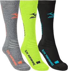 mizuno brand performance elite 9 legacy crew socks in 3 bright color options