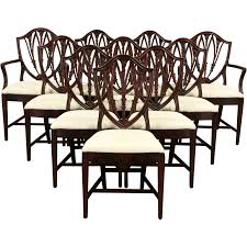 Set Of 10 Shield Back 1940 Vintage Mahogany Dining Chairs New Upholstery Dining Chairs Chair Outdoor Chairs