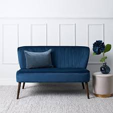 Roxy Two Seater Cocktail Sofa Blue Velvet Bedroom Sofa Blue Sofa Sofa