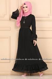 Modaselvim Elbise Firfirli Sifon Elbise 2062ab368 Siyah Fashion Dresses Style