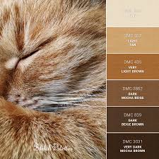 A complementary brown color scheme incorporates blue. Ginger Gem Embroidery Color Palette With Thread Codes