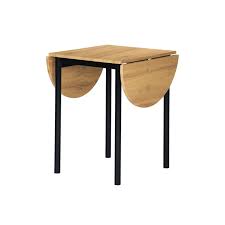 Conjunto de cocina EVA mesa y 2 sillas roble. Patas lacadas en negro.