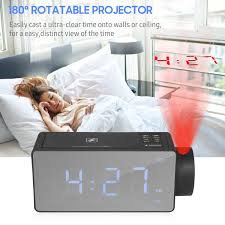 Check spelling or type a new query. Projection Alarm Clock With Bt Speaker 180 Projector Wireless Charging Dual Alarms Snooze Large Mirror Led Display Dimmer For Bedroom Office