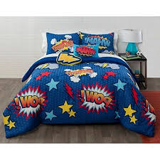 5 Piece Kids Super Hero Saying Comic Comforter Full Queen Set Boys Girls Comics Quote Pow Boom Wham Expression Them Comforter Sets Comforters Superhero Bedroom