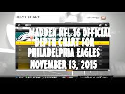 Madden Nfl 16 Official Depth Chart For Philadelphia Eagles 11 13 2015