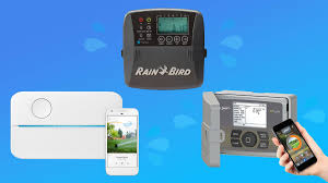 Smart irrigation controller on residential exterior wall