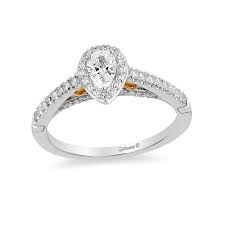 Enchanted Disney Belle 1 5 Ct T W Diamond Frame Promise Ring In 10k Two Tone Gold Disney Princess Engagement Rings Disney Engagement Rings Princess Engagement Ring