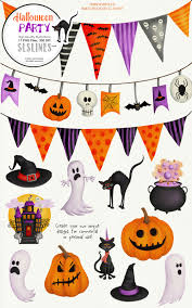 Download Halloween Party Ghosts Pumpkins Spooky Clipart Crella