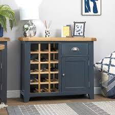 Hampshire Blue Painted Oak Small Sideboard Wine Rack Small Sideboard Oak Sideboard Blue Furniture