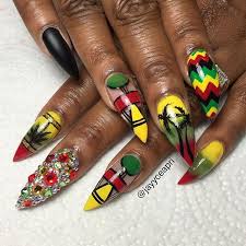 Yellow And Black Acrylic Nail Designs Red Black Green Yellow Blackgirlsdonails Blackgirlnails Green Nail Designs Yellow Nails Design Green Nail Art