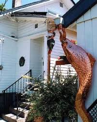 Leaping Salmon Downspout These Copper Downspouts Were Designed And Crafted By Vladimir Sumchecko A Ukrainian Immigrant Locat Downspout Rain Garden Gutters