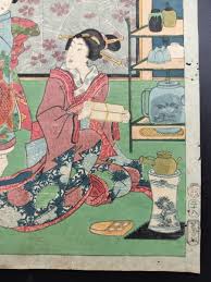 年末のプロモーション大特価！ 本物浮世絵木版画 三代歌川豊国 名妓三十六佳撰 歌之助 初代歌川国貞 江戸期 花魁美人図 大判 錦絵 裏打ち  aob.adv.br