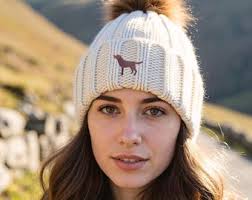 Chocolate Labrador Brown Lab Owner Gift, Clothing Gifts, Faux Fur Pom Pom  Chunky Knit Super Soft Embroidered Beanie From the House of Dog.