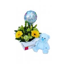 Shop for new baby flowers flowers online with flexible delivery options. Baby Boy Flowers With Teddy Balloon Perth Newborn Baby Boy Gift Delivery Perth