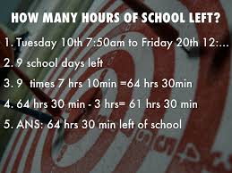 There are 60 minutes in a hour. How Many Hours Of School Left By Anaya Monappa