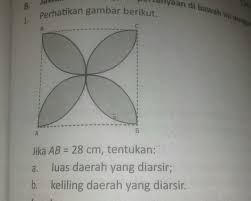 Luas daerah yang diarsir pada gambar dibawah ini adalah.cm2x a 0 0 3 93 b. Jika Ab 28 Cm Tentukan A Luas Daerah Yang Diarsir B Keliling Daerah Yang Diarsir Brainly Co Id