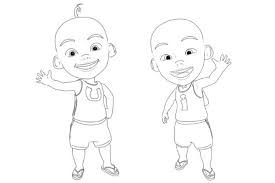 Kumpulan gambar animasi upin ipin hitam putih hitamputih44. Sketsa Kartun Upin Ipin