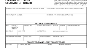 Fiction Writers Character Chart Unfolded Fiction Writers