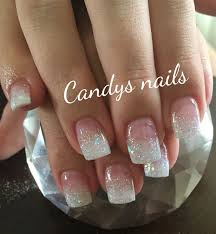 White Glitter Fade Acrylic Nails Nail Designs Glitter White Tip Nails Glittery Nails