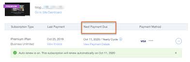 Checking Your Upcoming Renewals For Premium Plans Help Center Wix Com