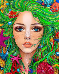 From Alexandra Dannenmann's Merry Christmas Vol 1 using metallic  watercolors, Caran D'ache Luminence pencils and Gelly Roll gel pens. I used  a black acrylic pen for the background base as well. |