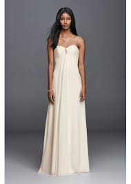 Strapless Chiffon Aline Wedding Dress With Brooch David S Bridal Wedding Dress Accessories Wedding Dress Styles Wedding Dresses