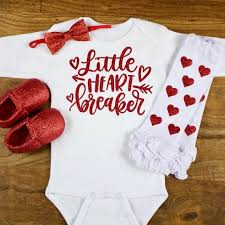 Valentine's day is fast approaching, which means that, aside from the stress of finding the perfect gift, we're also plagued with the daunting task of finding the perfect outfit. My First Valentines Day Outfit Quot Little Heart Breaker Quot Onesie W Red Heart Leg Warm Baby Valentines Shirt Girls Valentines Outfit Valentines Outfits