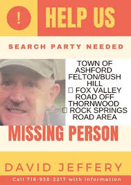 David Jeffery is a Town of Tonawanda resident who has been missing since  February 9th after going over a small embankment