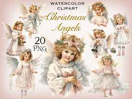 Christmas Angels Vintage Clipart Graphic by FantasyDreamWorld · Creative  Fabrica