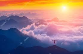 Image result for a man on the  top of mountain