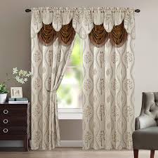 Beige and white stripes add contemporary appeal to your bathroom. Amazon Com Elegant Comfort Luxurious Beautiful Curtain Panel Set With Attached Valance And Backing 54 X 84 Inch Set Of 2 Beige Home Kitchen