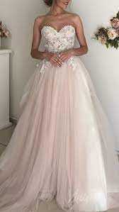 Gorgeous Blush Beach Wedding Dress With Beaded Bodice Wedding Dresses Blush Strapless Wedding Dress Beach Wedding Dresses