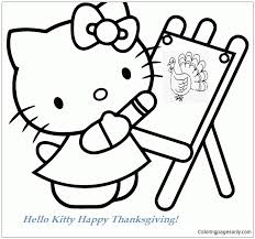 Looking for thanksgiving coloring pages to keep your little ones occupied and entertained as you prepare your holiday feast? Hello Kitty Drawing Turkey In Thanksgiving Day Coloring Pages Cartoons Coloring Pages Free Printable Coloring Pages Online